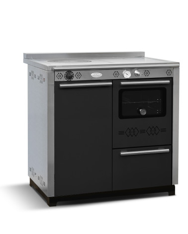 Stufa a legna con forno PAX 85 cm Nero