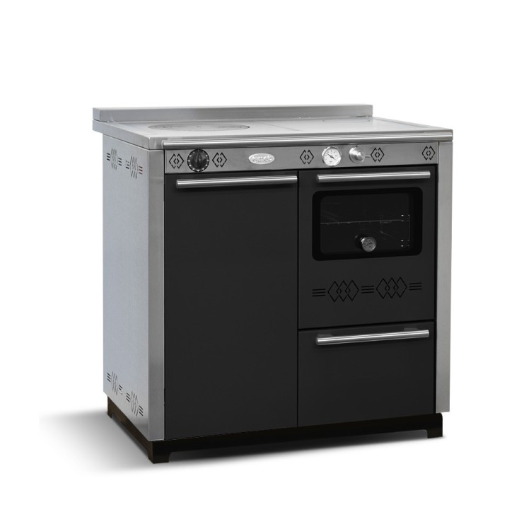 Stufa a legna con forno PAX 85 cm Nero