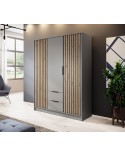 Armoire 3 portes MELODIE 155 cm gris
