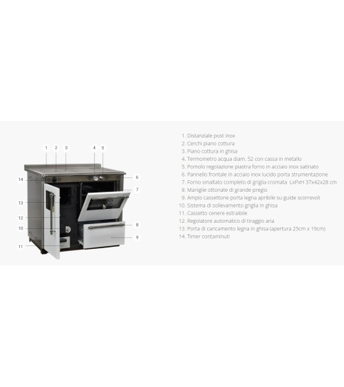 Stufa a legna con forno VOX 95 cm Rossa