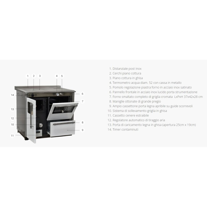 Stufa a legna con forno VOX 95 cm Rossa