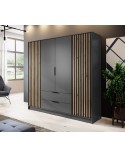 Armoire 4 portes MELODIE 206 cm anthracite