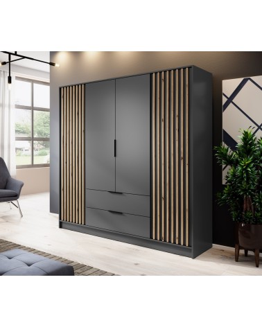 Armoire 4 portes MELODIE 206 cm anthracite