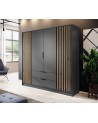 Armoire 4 portes MELODIE 206 cm anthracite
