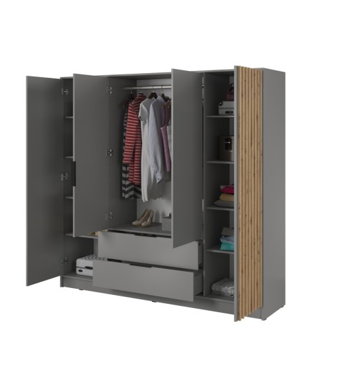 Armoire 4 portes MELODIE 206 cm anthracite