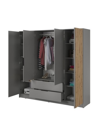 Armoire 4 portes MELODIE 206 cm anthracite