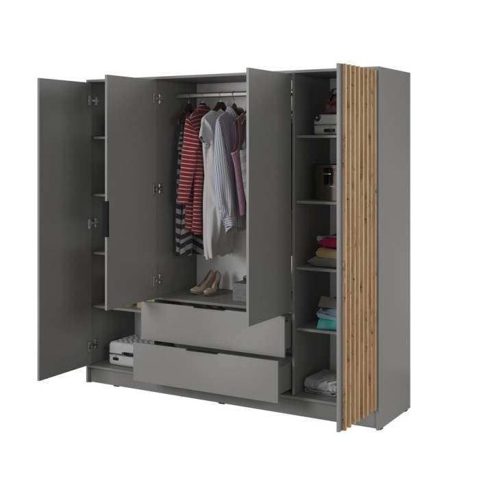 Armoire 4 portes MELODIE 206 cm anthracite