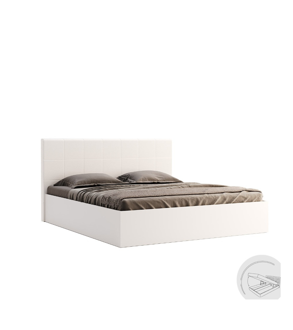 copy of Chambre complète 2 chevets + commode + lit avec sommier Blanc et Gris
