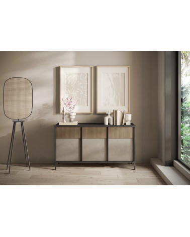 Credenza ETNA 156 cm Lava, argilla e rovere mercurio 3 ante