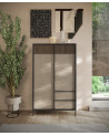 Buffet haut ETNA 106 cm Lave, argile et chêne mercure 2 portes et 2 tiroirs