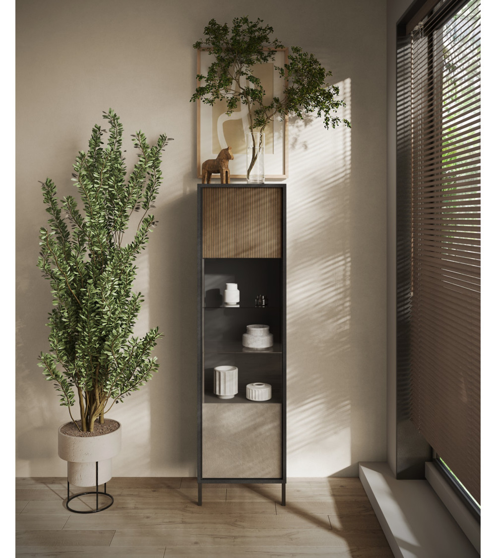 Vitrine ETNA 55 cm Lave, argile et chêne mercure