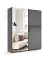 Armoire TEO portes coulissantes 150 cm anthracite avec miroir