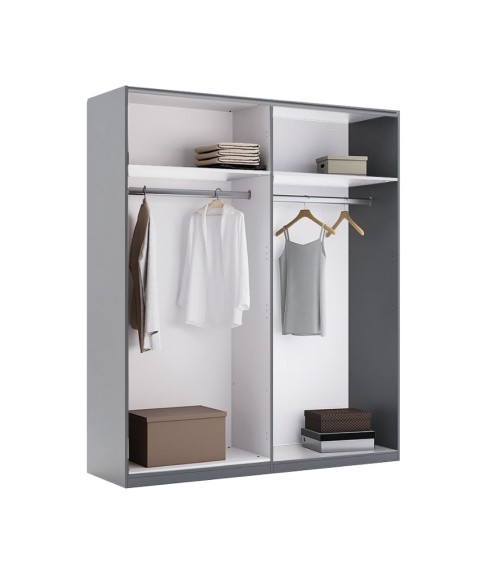 Armoire TEO portes coulissantes 150 cm anthracite avec miroir