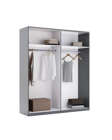 Armoire TEO portes coulissantes 150 cm anthracite avec miroir