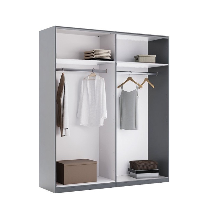 Armoire TEO portes coulissantes 150 cm anthracite avec miroir
