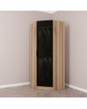 Armoire d'angle Noyer avec une porte en verre fumée 74 x 74 x 210 CM