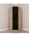 Armoire d'angle Noyer avec une porte en verre fumée 74 x 74 x 210 CM