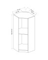 Armoire d'angle Noyer avec une porte en verre fumée 74 x 74 x 210 CM