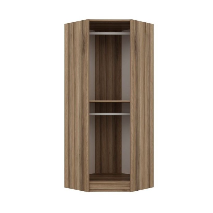 Armoire d'angle Noyer avec une porte en verre fumée 74 x 74 x 210 CM