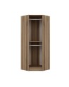 Armoire d'angle Noyer avec une porte en verre fumée 74 x 74 x 210 CM