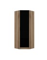 Armoire d'angle Noyer avec une porte en verre fumée 74 x 74 x 210 CM