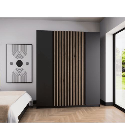 Armoire KAJA en noir et chêne