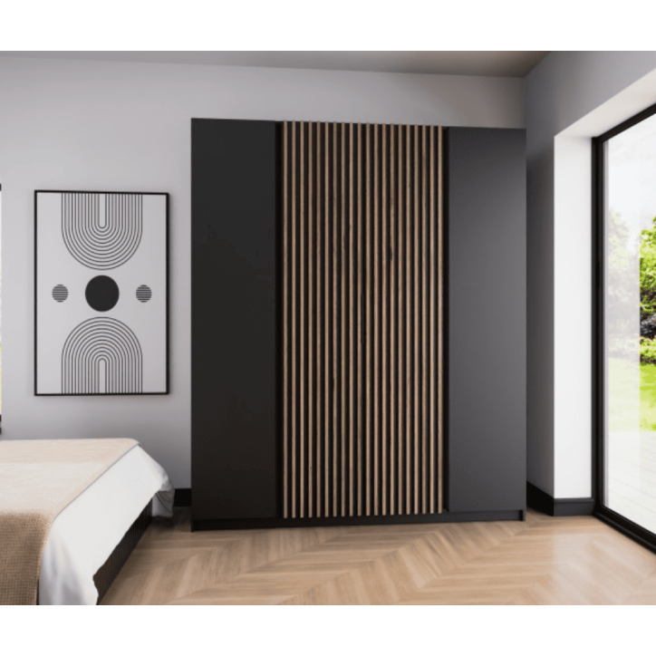 Armoire KAJA en noir et chêne