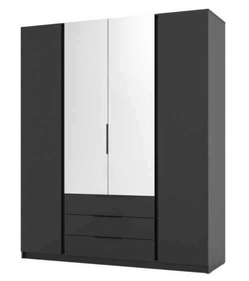 Armoire KAJA - Gris anthracite et blanc, 200 x 239 x 61,9 cm