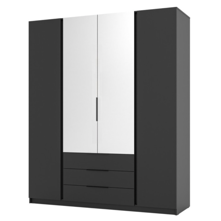 Armoire KAJA - Gris anthracite et blanc, 200 x 239 x 61,9 cm