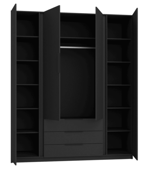 Armoire KAJA - Gris anthracite et blanc, 200 x 239 x 61,9 cm