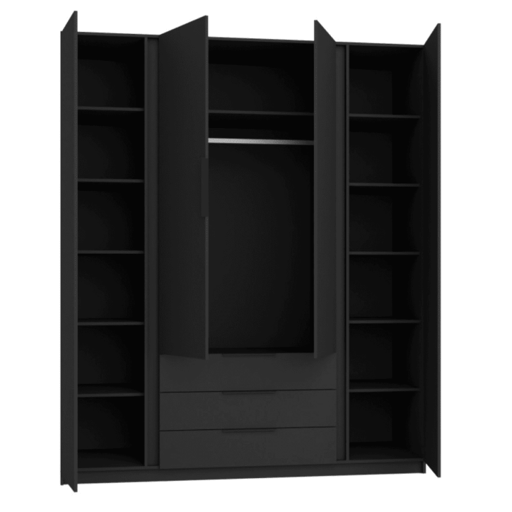 Armoire KAJA - Gris anthracite et blanc, 200 x 239 x 61,9 cm