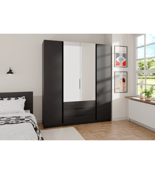 Armoire KAJA - Gris anthracite et blanc, 200 x 239 x 61,9 cm