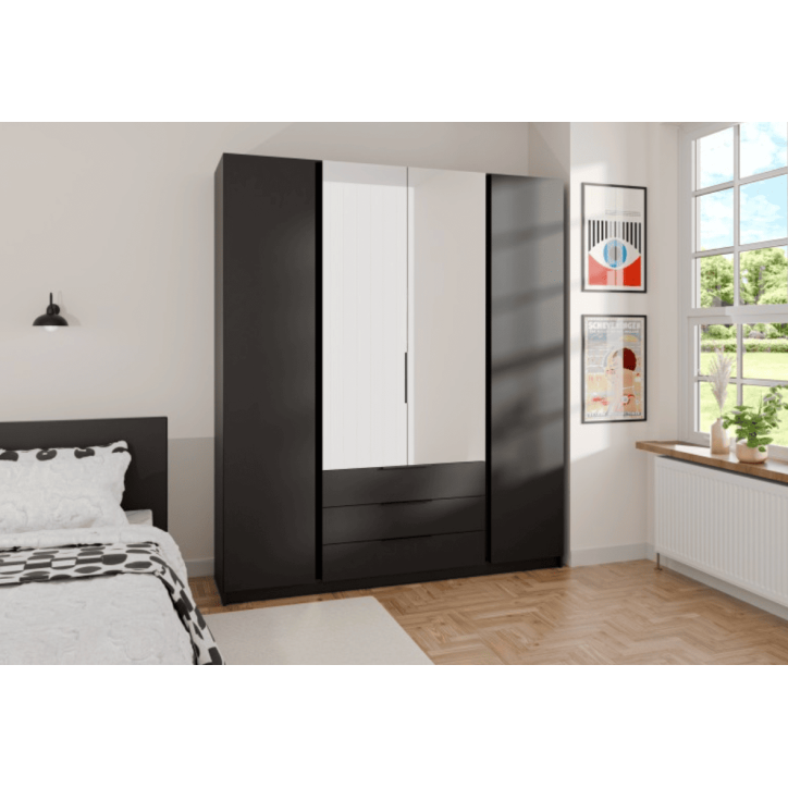 Armoire KAJA - Gris anthracite et blanc, 200 x 239 x 61,9 cm