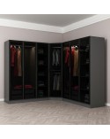 Armoire d'angle dressing anthracite en V 440x210x52