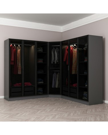 Armoire d'angle dressing anthracite en V 440x210x52