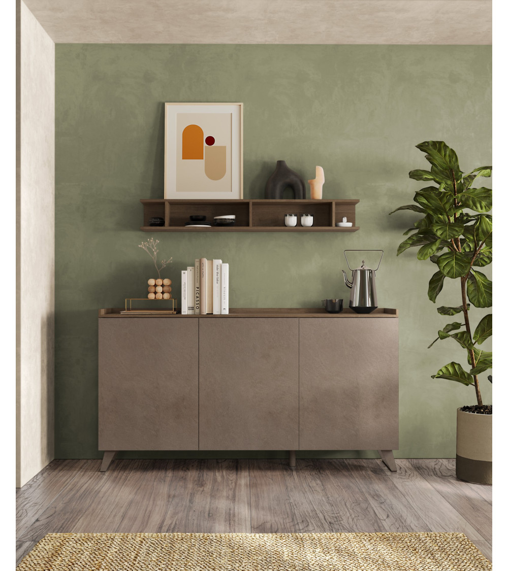 Aparador de 3 puertas PAUL 180 cm Bronce y Mercurio