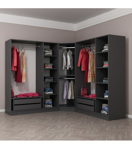 Armoire d'angle dressing anthracite en V 440x210x52