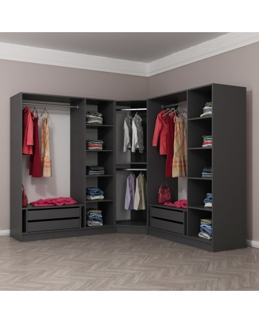 Armoire d'angle dressing anthracite en V 440x210x52
