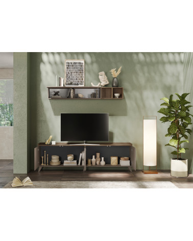 Mueble TV de 4 puertas PAUL 240 cm Bronce y Mercurio