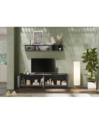 Mueble TV de 4 puertas PAUL 240 cm Pizarra y plomo