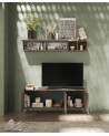 Meuble TV PAUL 180 cm Bronze et Mercure 3 portes