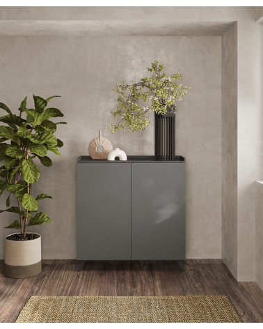 Aparador PAUL 120 cm de altura Ardósia e chumbo 2 portas
