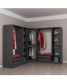 Armoire d'angle dressing anthracite en V 440x210x52