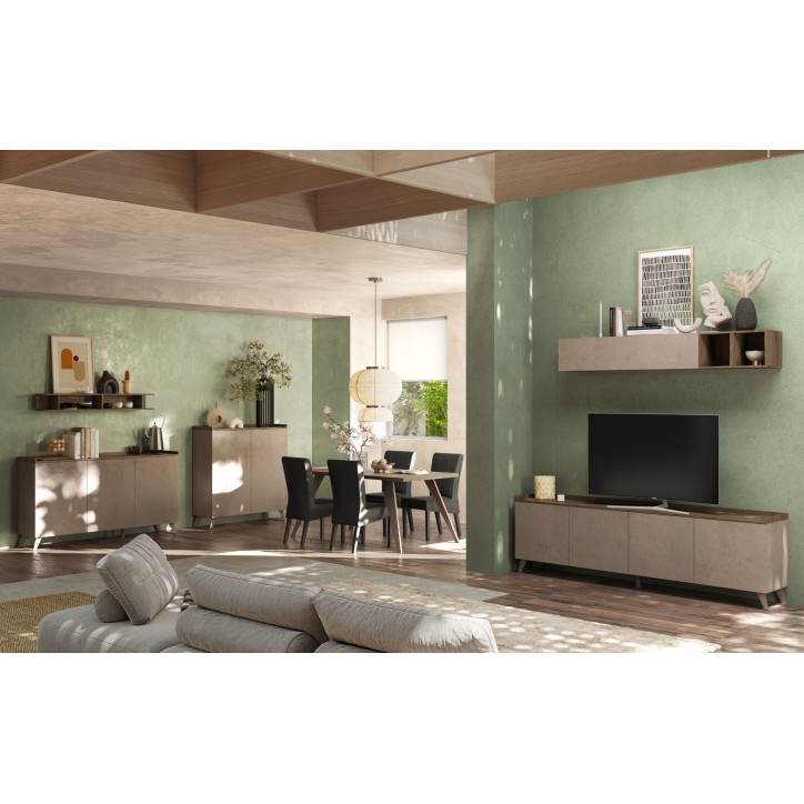 Table PAUL 180 cm Chêne mercure et bronze