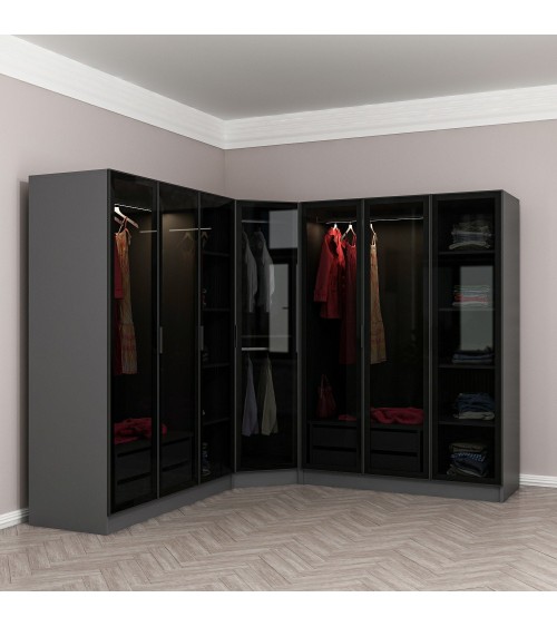 Armoire d'angle dressing anthracite en V 440x210x52