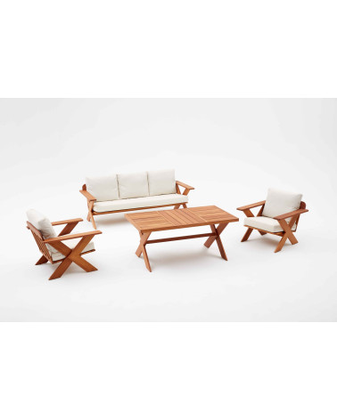 Salon de jardin St Jean Ecru et bois d'Iroko