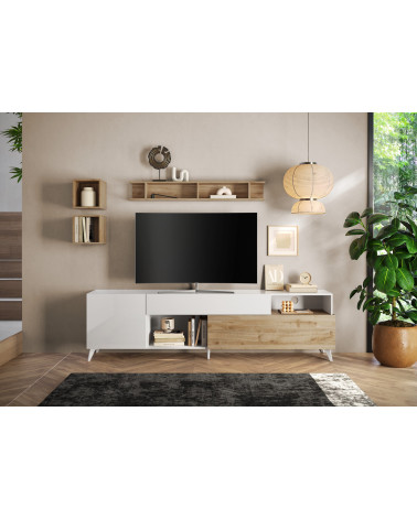 Salon complet ANDORRE Chêne cadiz et blanc