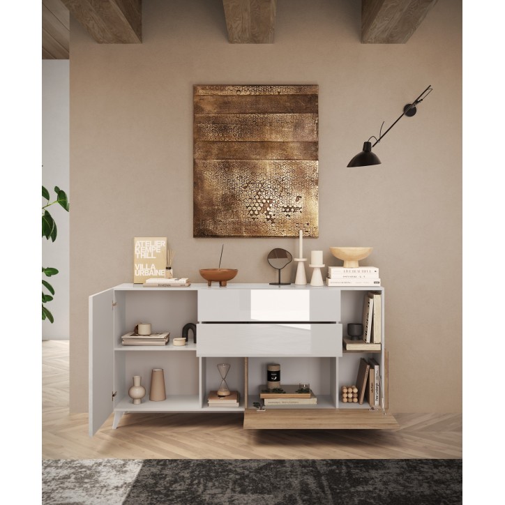 Salón completo ANDORRE Cádiz roble y blanco