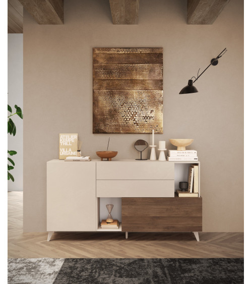Salon complet ANDORRE Chêne mercure et cashmere