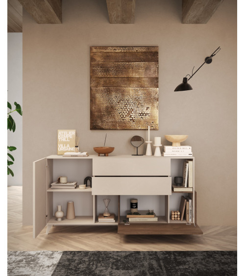 Salon complet ANDORRE Chêne mercure et cashmere